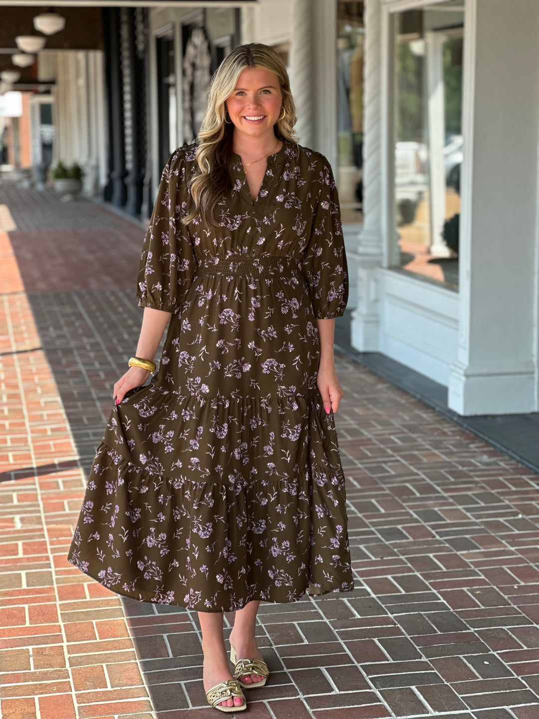 Can't Stop Now Olive Green Floral Maxi Dress – Sugar & Spice