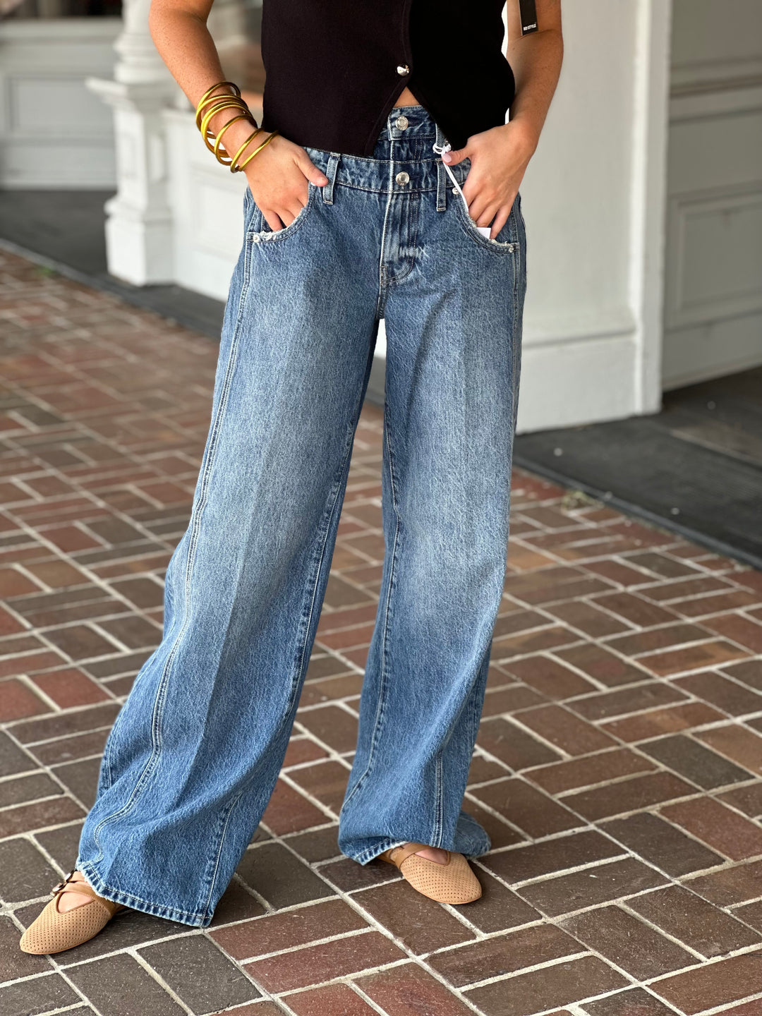 Pistola Caleb High Rise Stacked Waist Jean in Echo