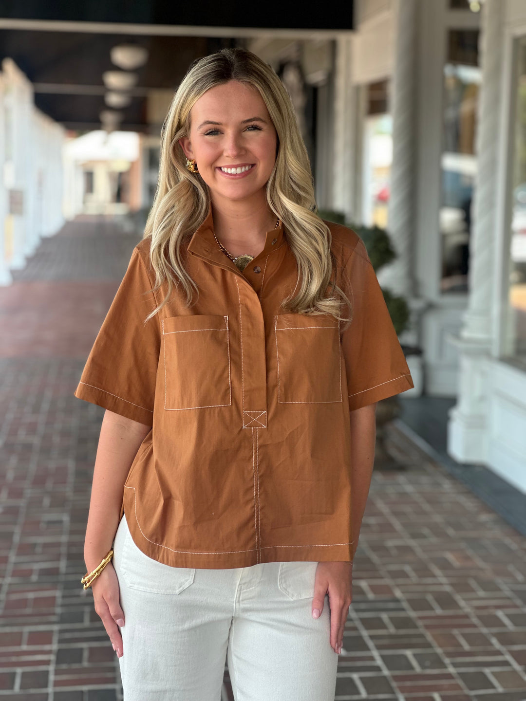 Double Pocket Caramel Top