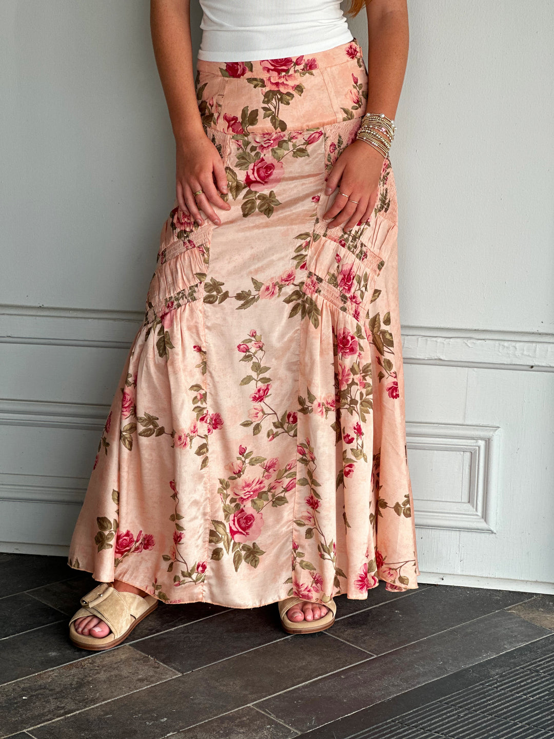 Free People Rowan Maxi Skirt in Falling Floral - Mauve