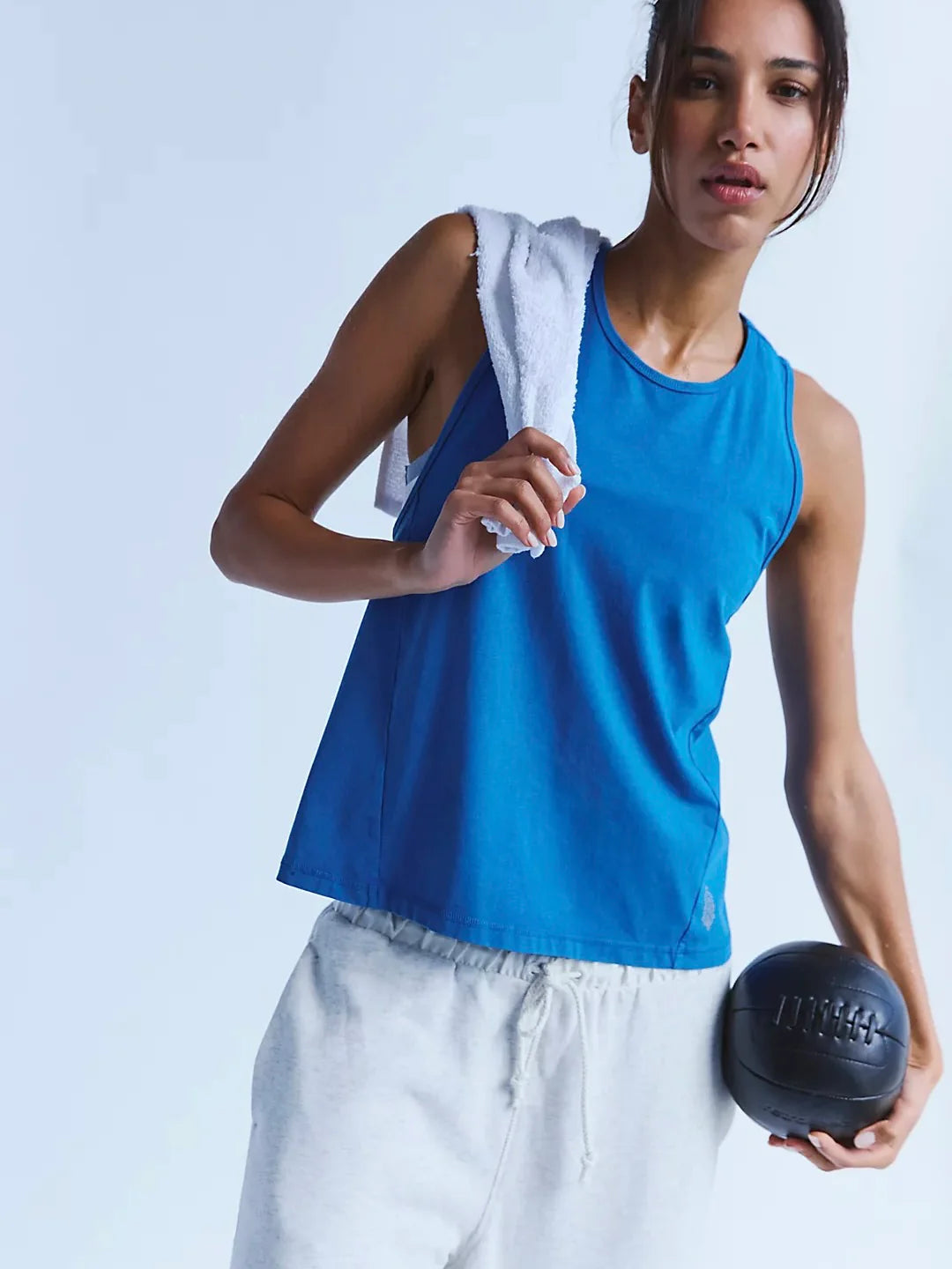 Free People Hot Shot Twist Tank in Light Cobalt