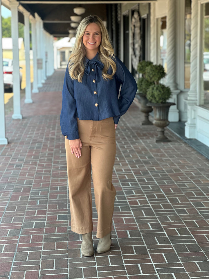 Current Mood Long Sleeve Denim Top