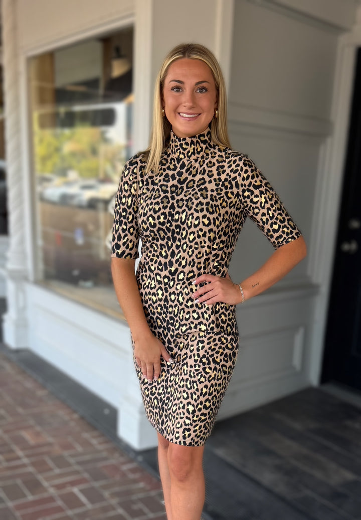 Jude Connally Grace Dress in Cheetah Gold