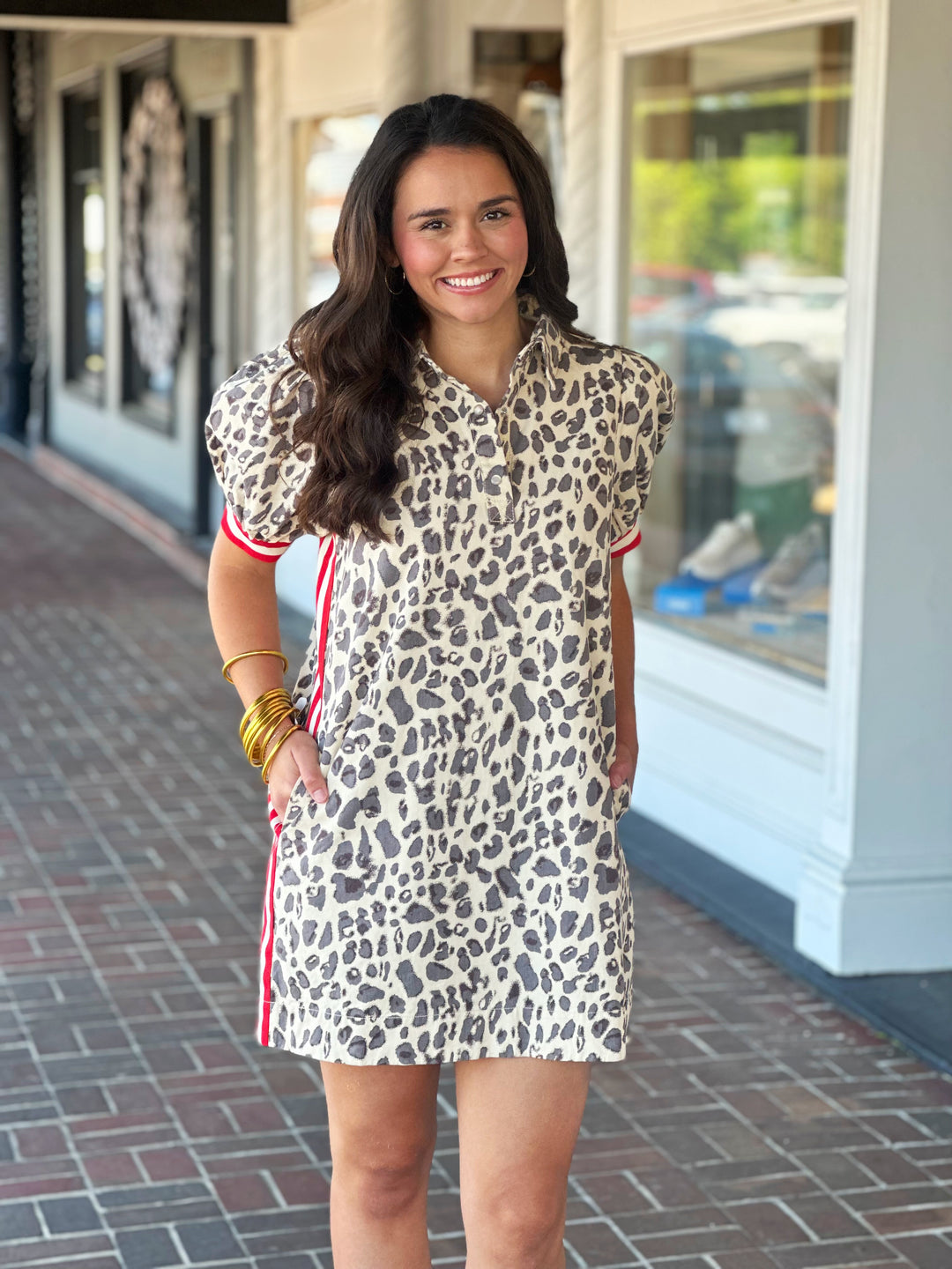 Right On Time Animal Printed Ecru Dress