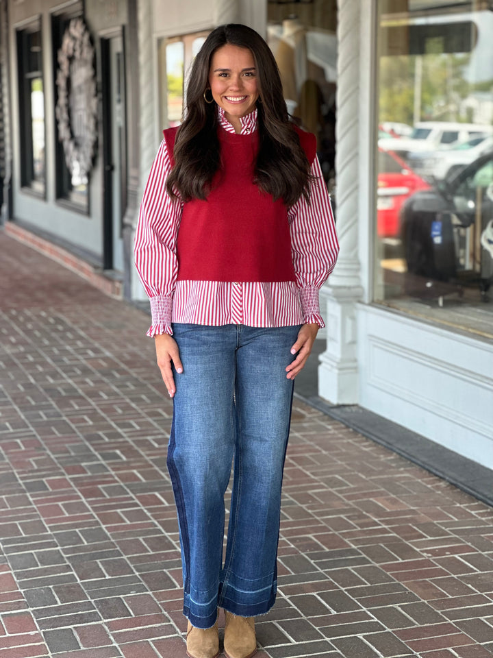 Solid Cap Sleeve Sweater in Wine