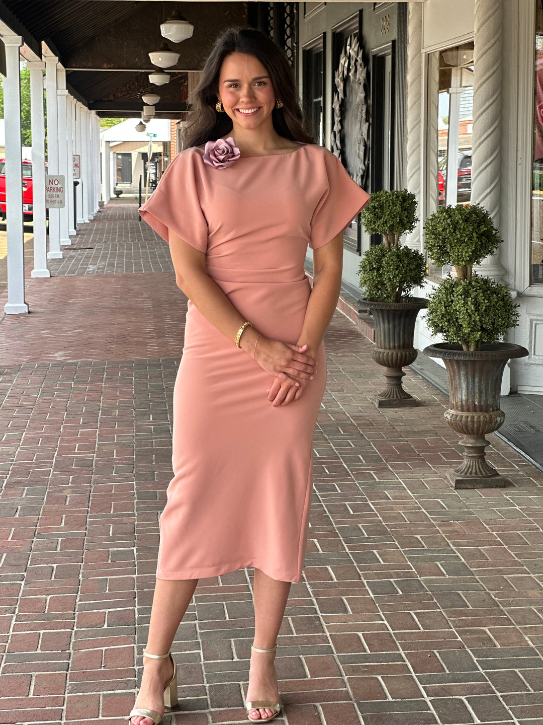 coral pink dress plus size Final Sale Plus Size Off The Shoulder Dress in Coral Print Summer Chic And Curvy