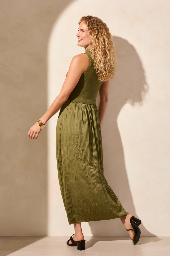 Tribal Femme Sleeveless Twofer Maxi Dress in Loden