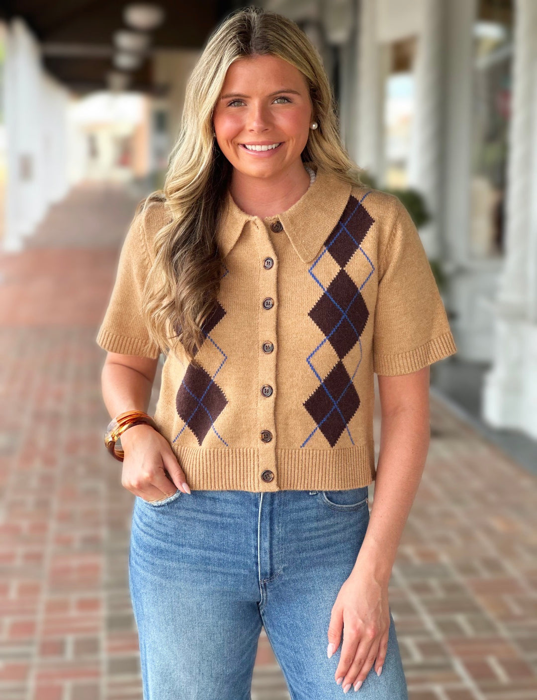 Let It Be Easy Camel Collar Top