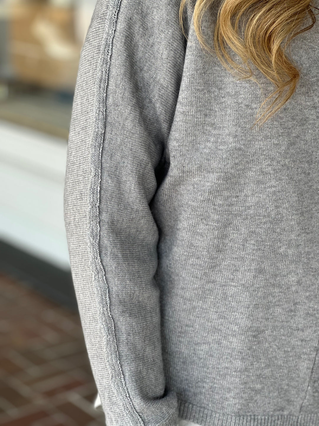 Charlie B Dolman Sleeve Sweater in Grey