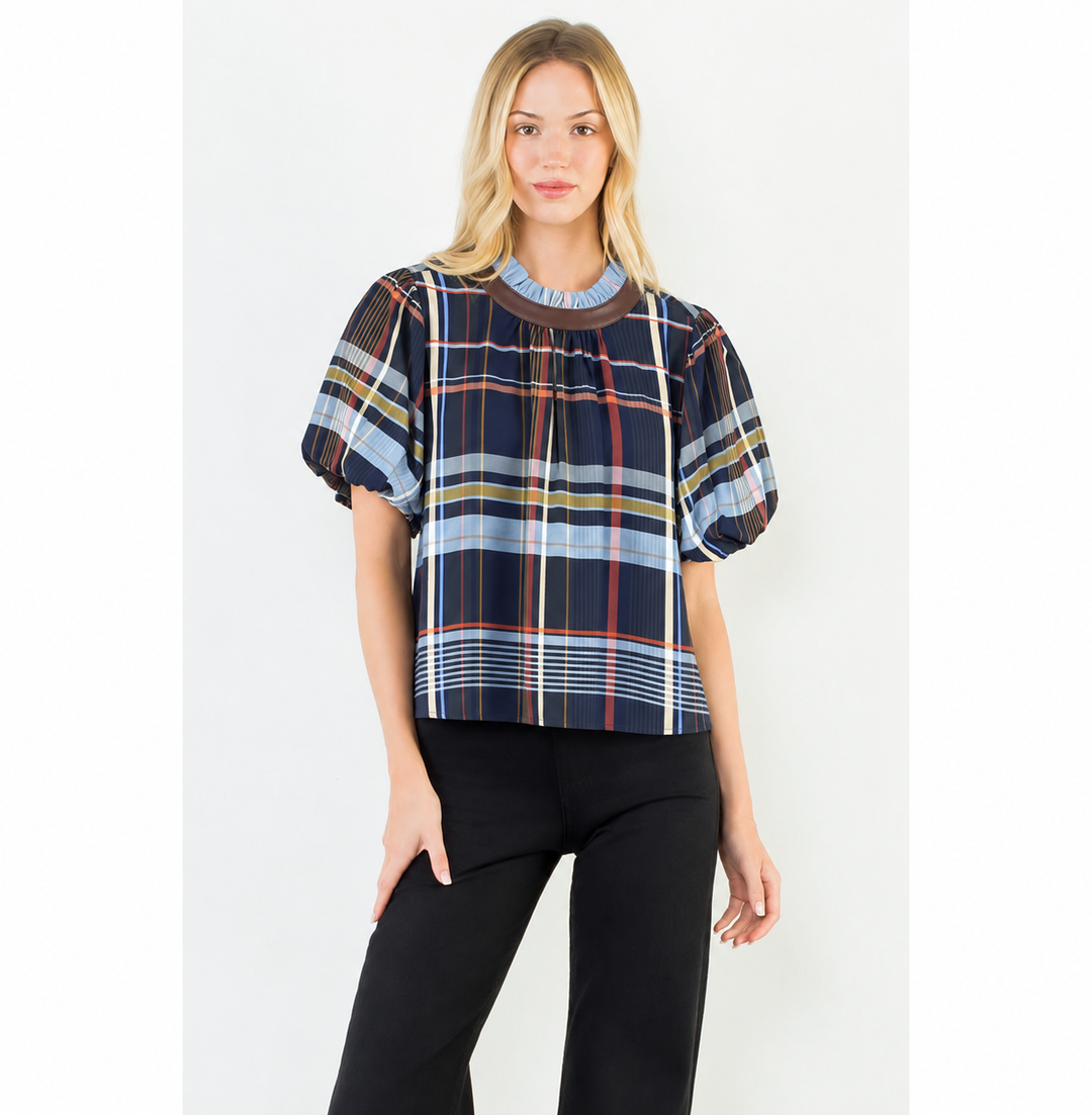 On Your Side Blue Stripe Top