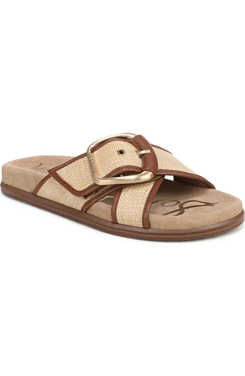 Sam Edelman Darla Slide Sandal in Bleached Beechwood/ Cognac