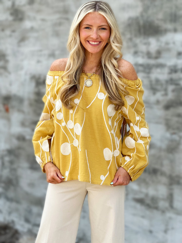 Liverpool 3/4 Sleeve Woven Top in Yellow