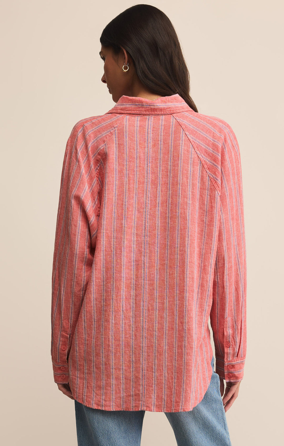 Z Supply Perfect Linen Stripe Top in Persimmon