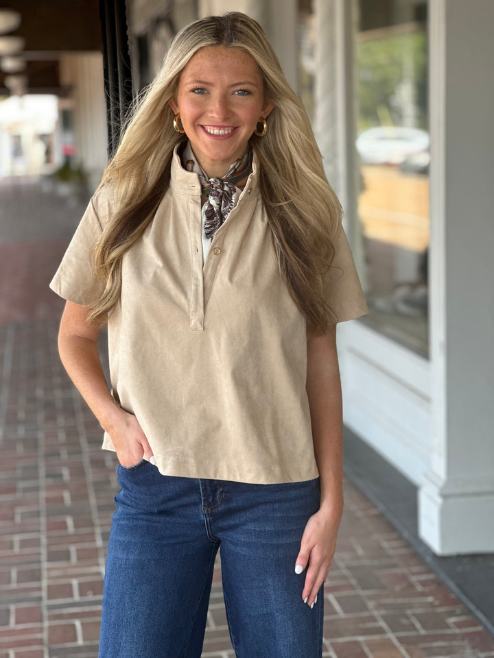 Let It Be Easy Beige Top