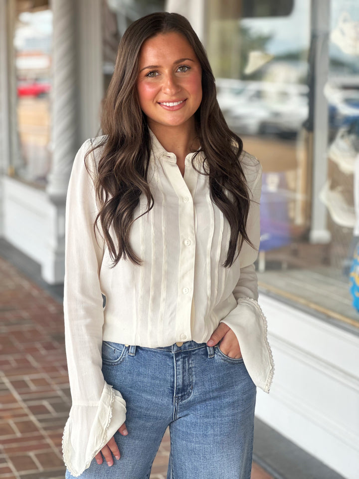 Free People Melrose Top in White Whisper