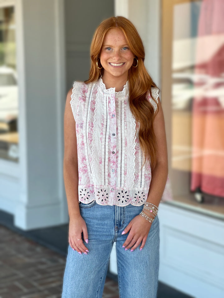 Said And Done Pink Printed Floral Top