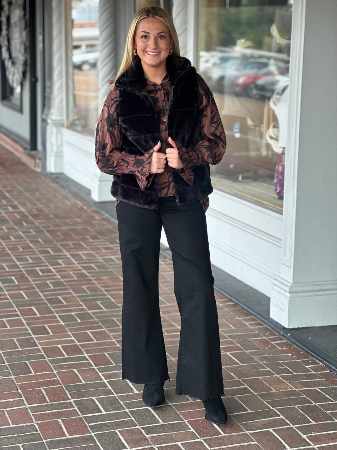 Nikky Apparels Reversible Faux Fur Vest in Black