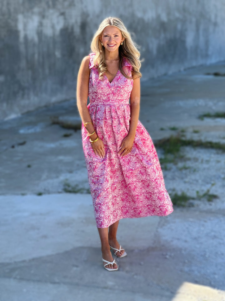 Springtime Waltz Pink Midi Dress