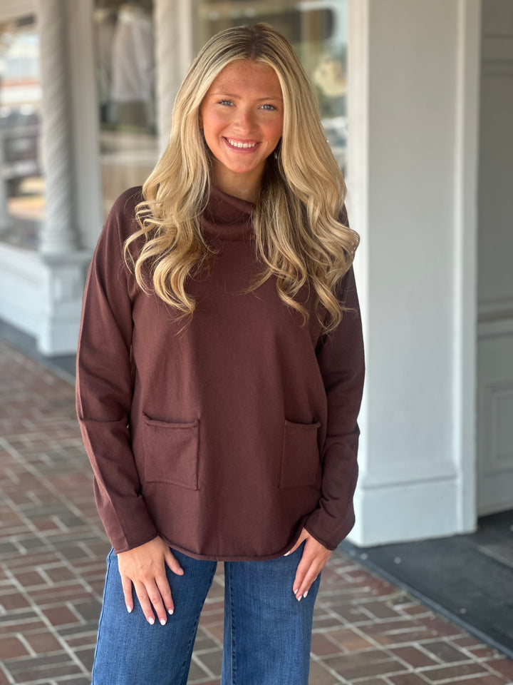 French Dressing Cowl Neck Sweater in Brown