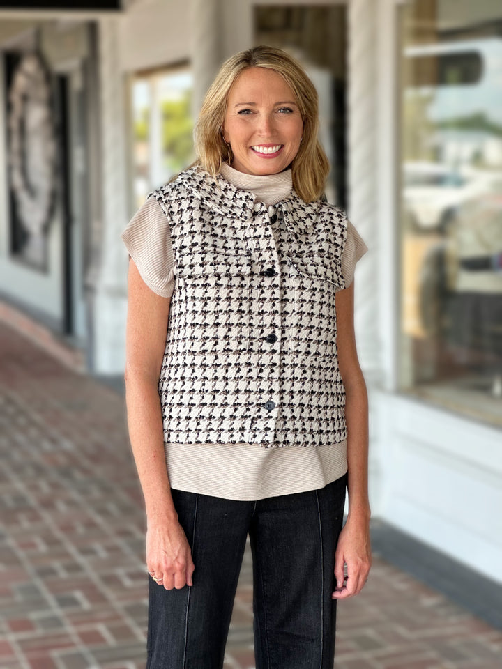 French Dressing Tweed Vest in Ivory/Black