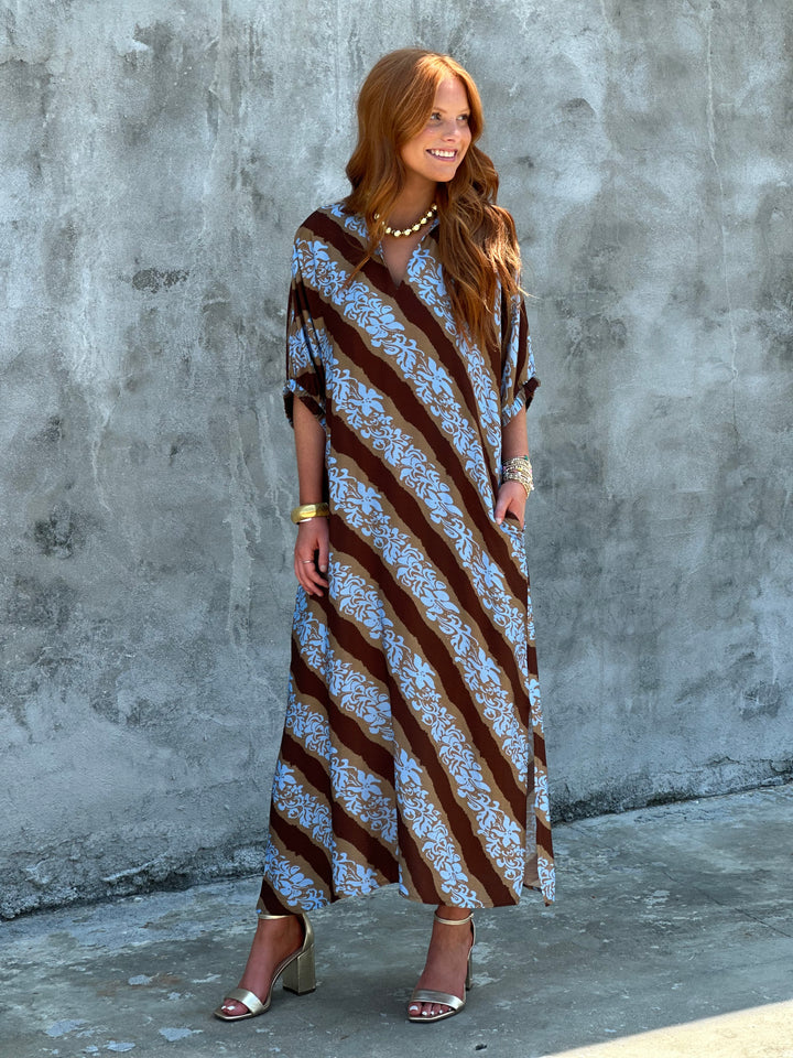 Time To Shine Brown Stripe Maxi Dress