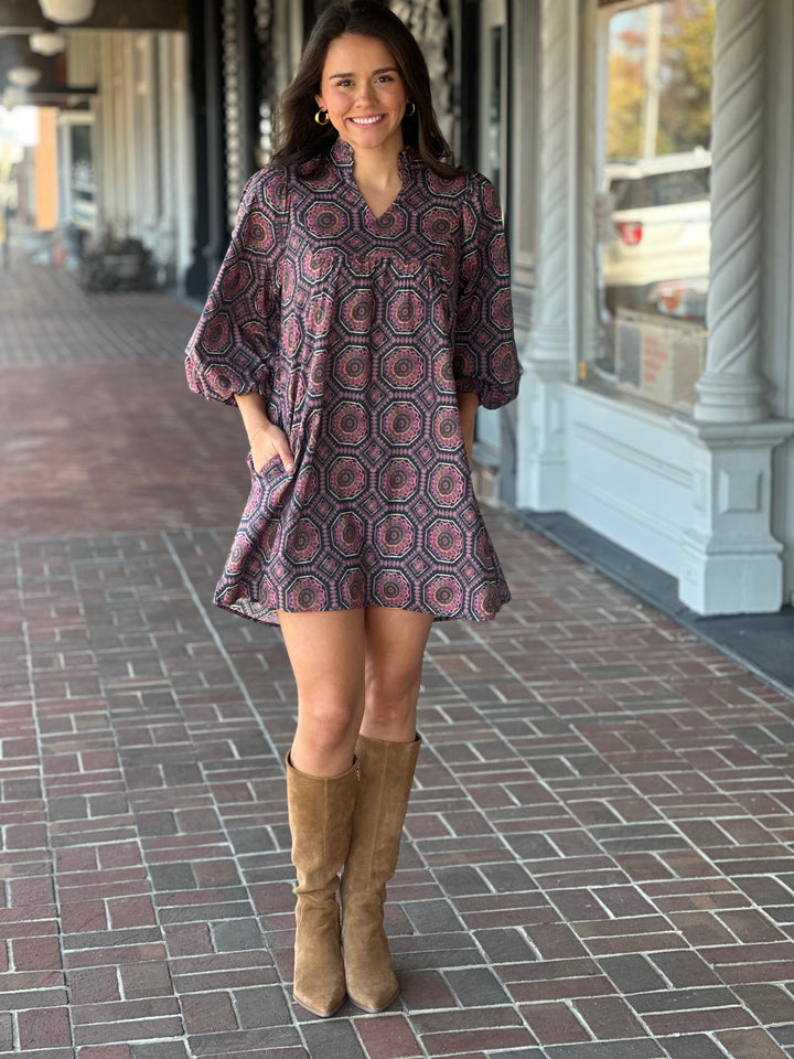 Just How It Is Navy Printed Mini Dress