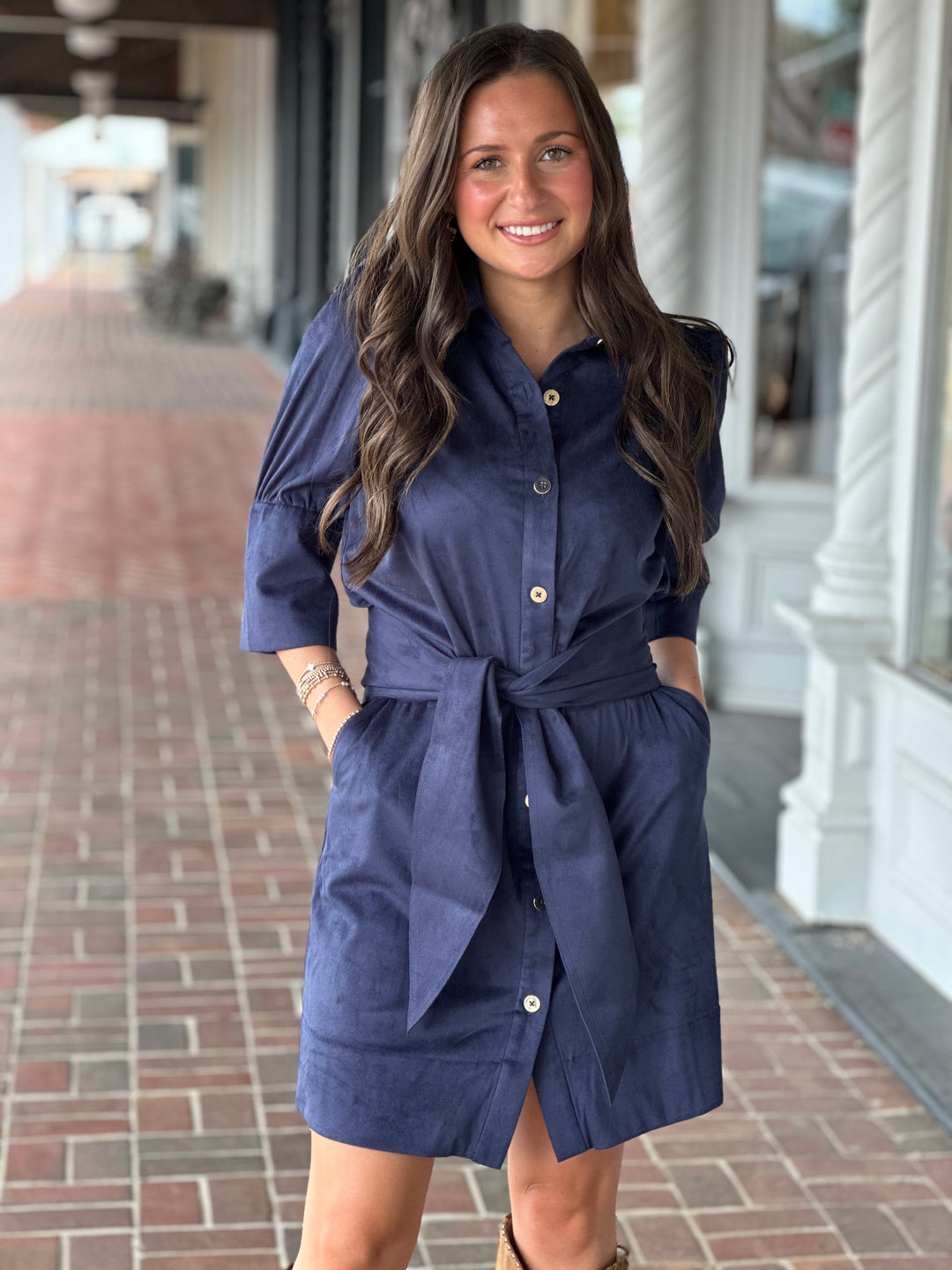 Gretchen Scott Swagger Dress in Ultra Suede Navy