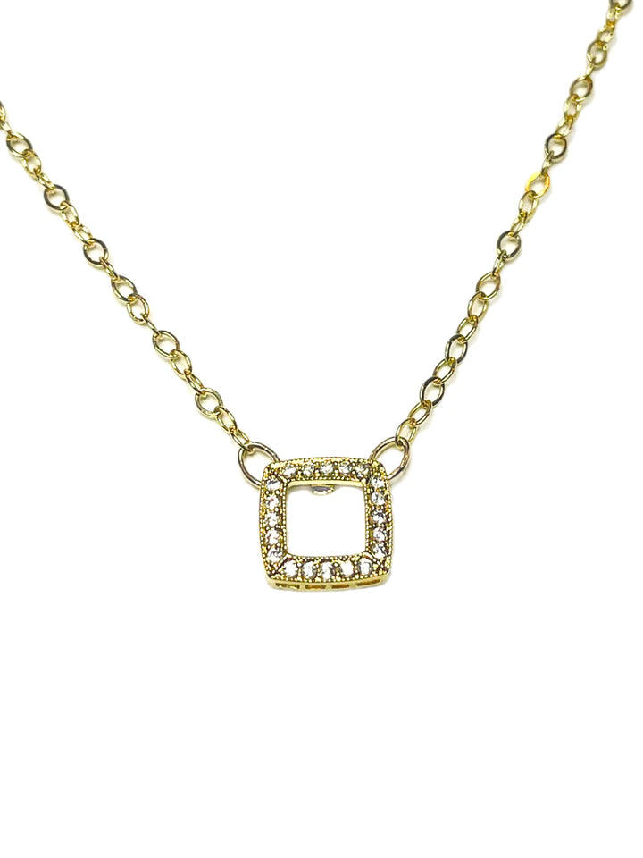 LJ Sonder Diana Square Gold Pendant Necklace