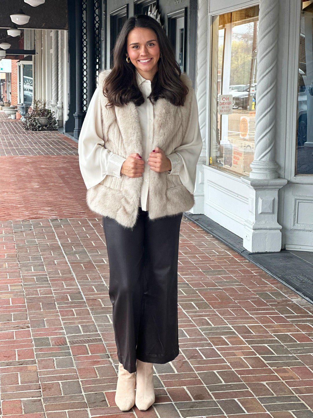 Ivory Faux Mink Fur Vest