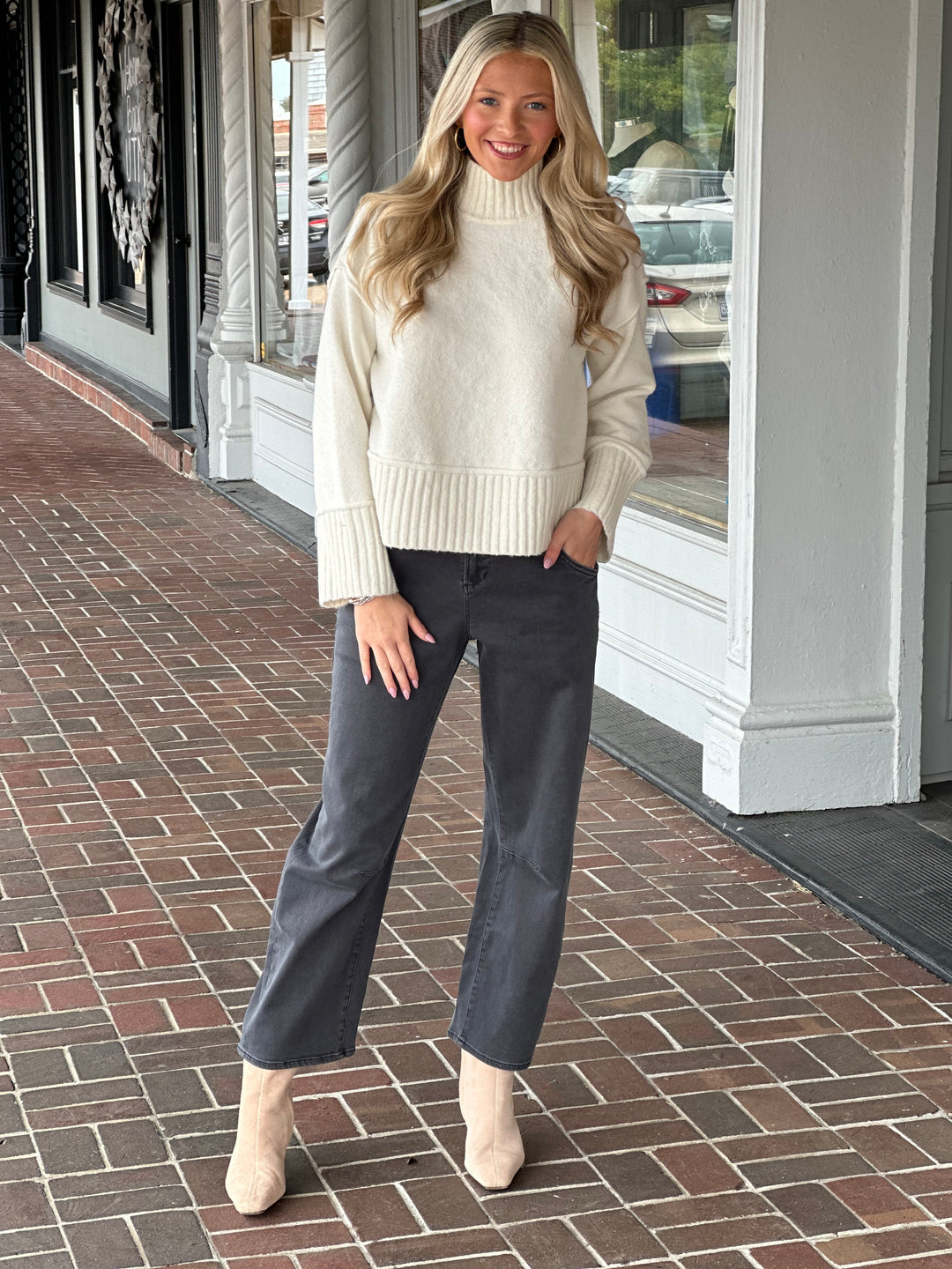 The Thalia Turtleneck Sweater in Ivory