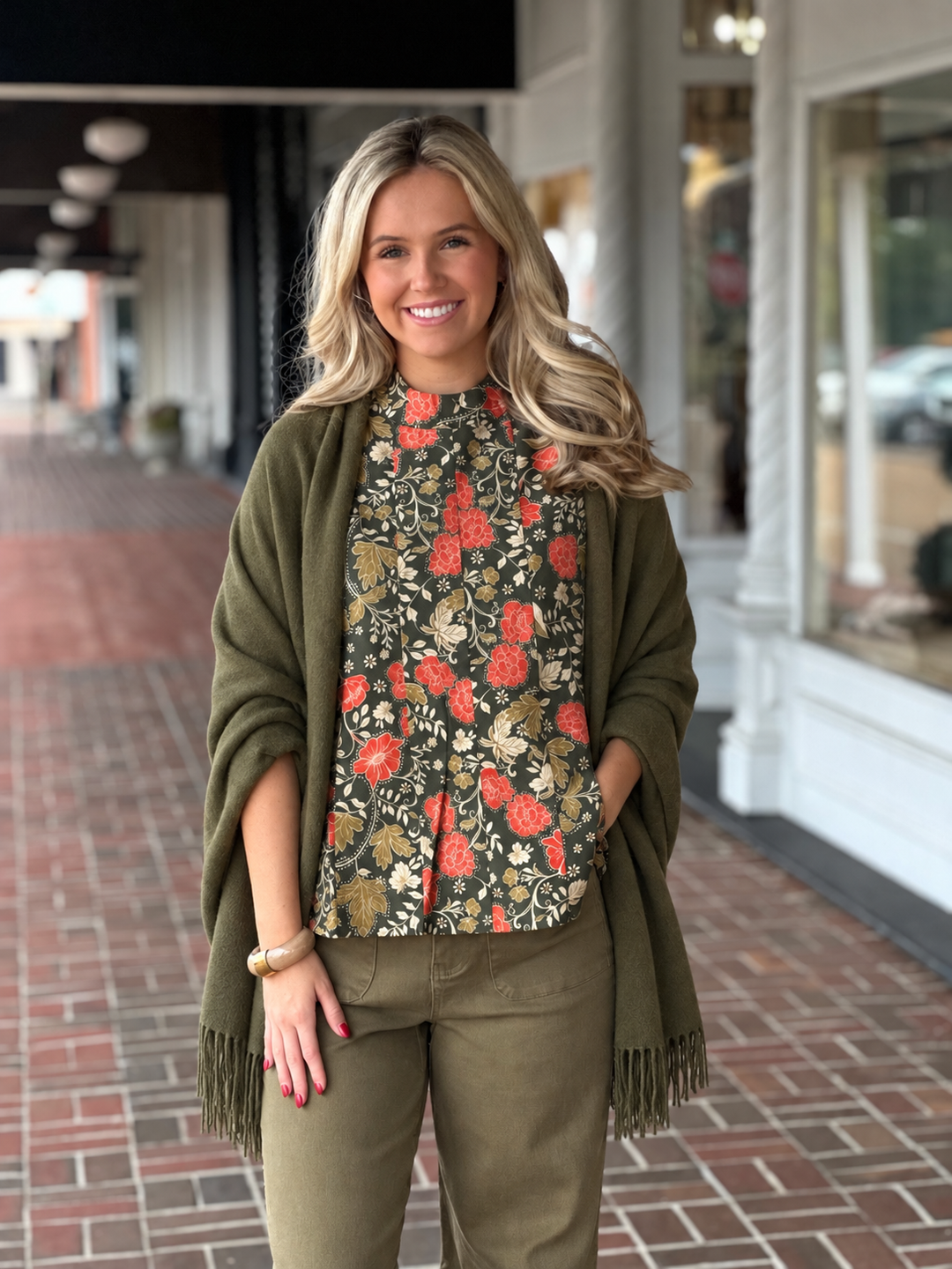 Ease Into It Green Floral Top