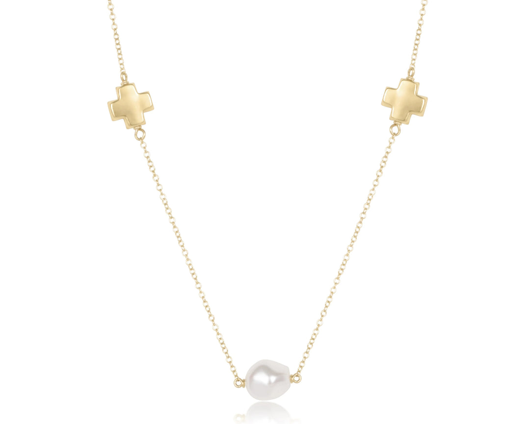 Enewton 15" Choker Signature Cross Admire Simplicity Chain Gold- Pearl