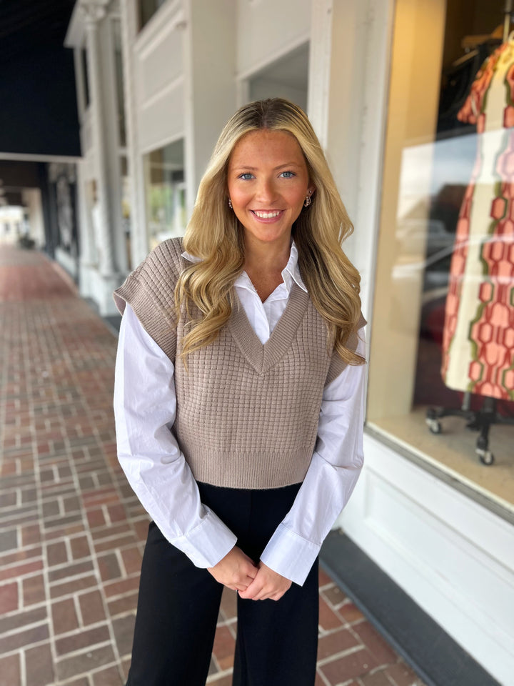 Something Amazing Taupe Crop Sweater