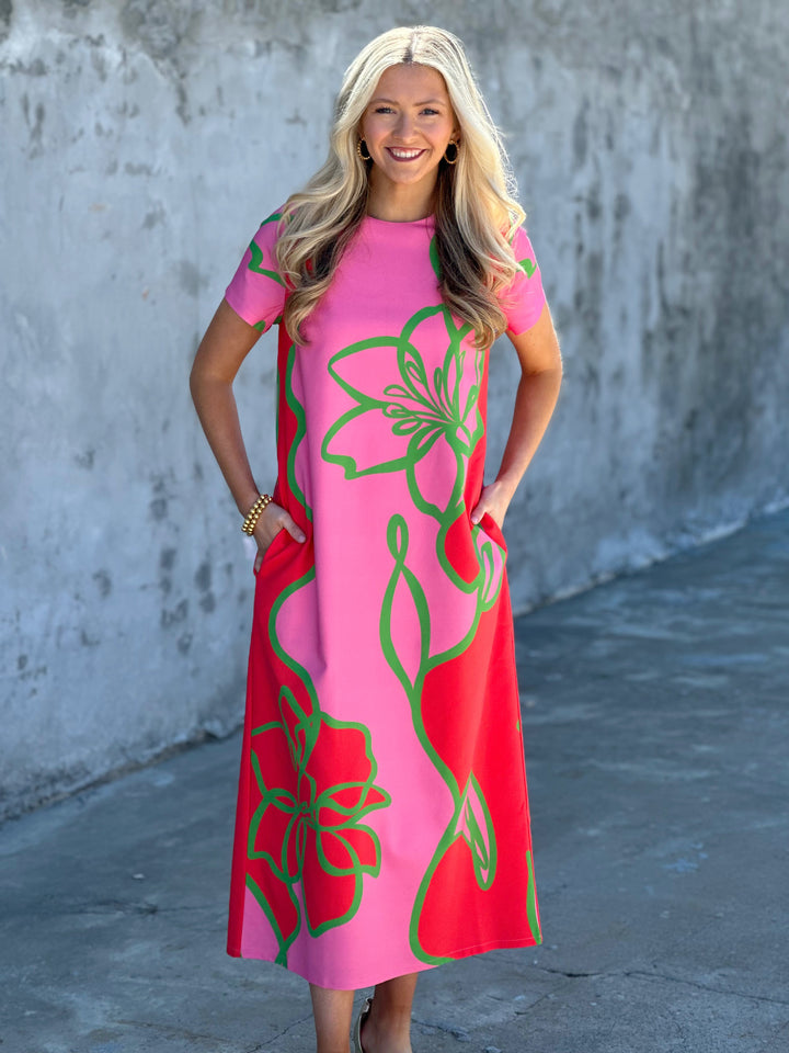 Alden Adair Elliot Dress in Printed Fuschia