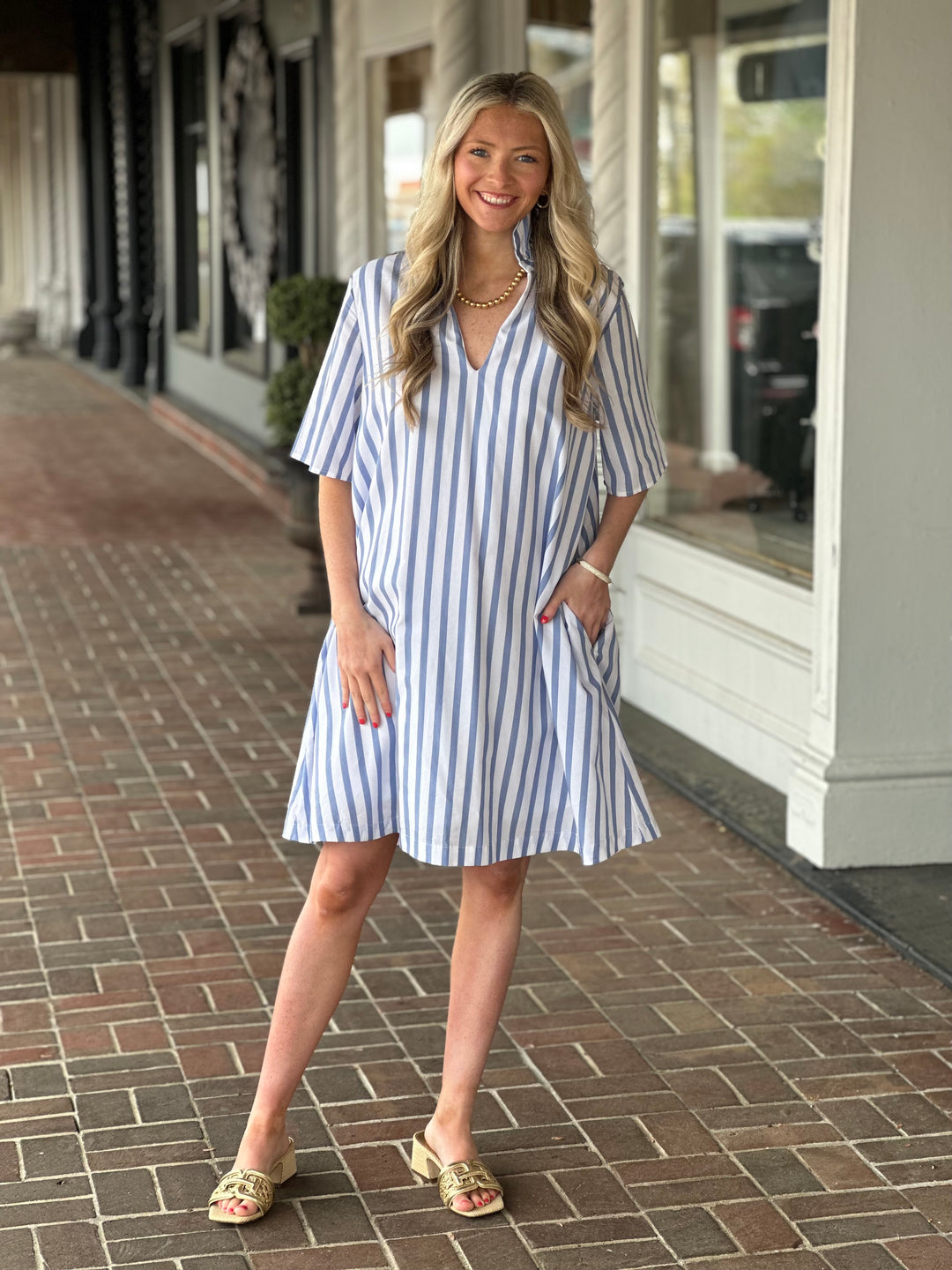 Adrienne Sloan Sky Seer Stripe Dress