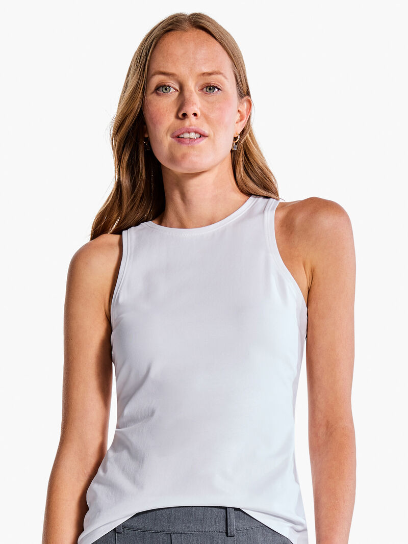 Nic + Zoe High Neck Perfect Tee in Paper White