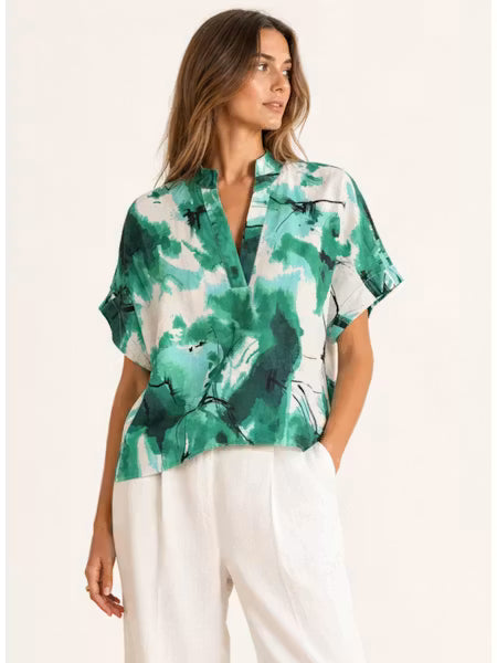 Sofia Mary Top in Watercolor Green