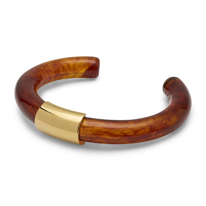 Lucas Jack Tortoise Shell Resin Gold Bangle