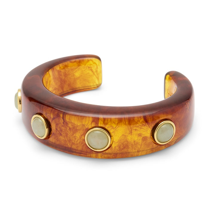 Lucas Jack Tortoise Shell Resin With Aquamarine Quartz Bangle