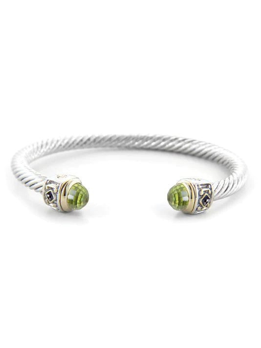 John Medeiros Nouveau Small Wire Cuff with Accent Stone in Peridot