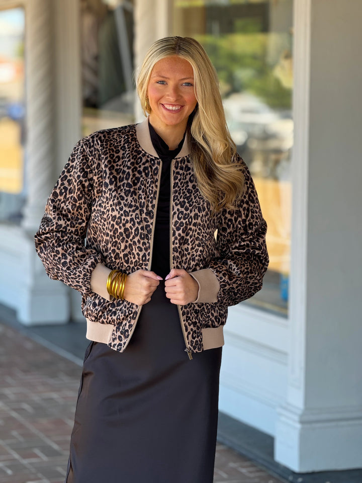 Sanctuary Monroe Sateen Leopard Print Bomber