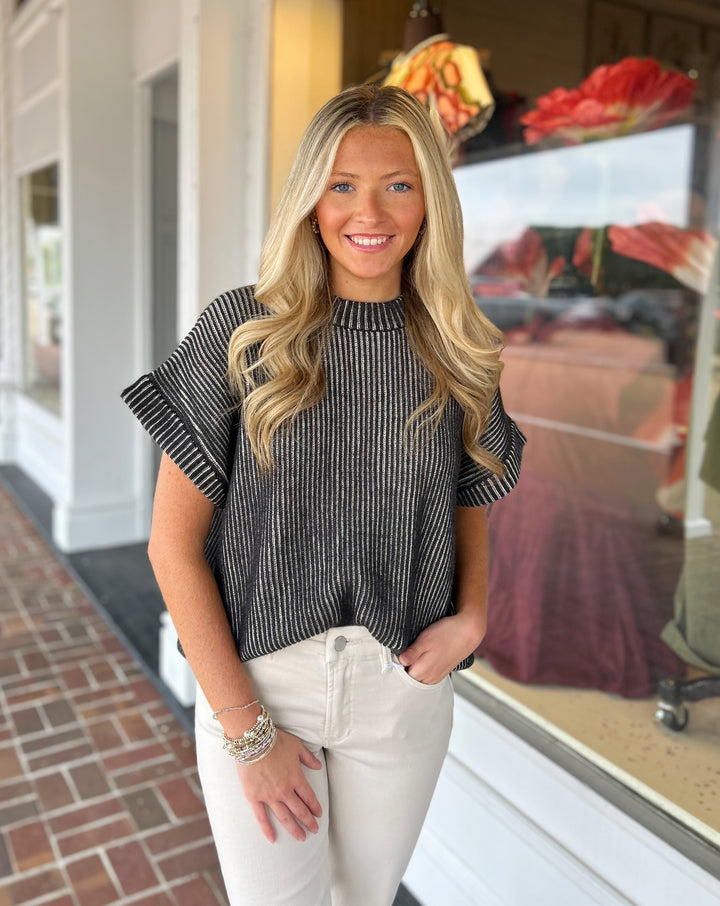 Days Like This Black Short Sleeve Sweater
