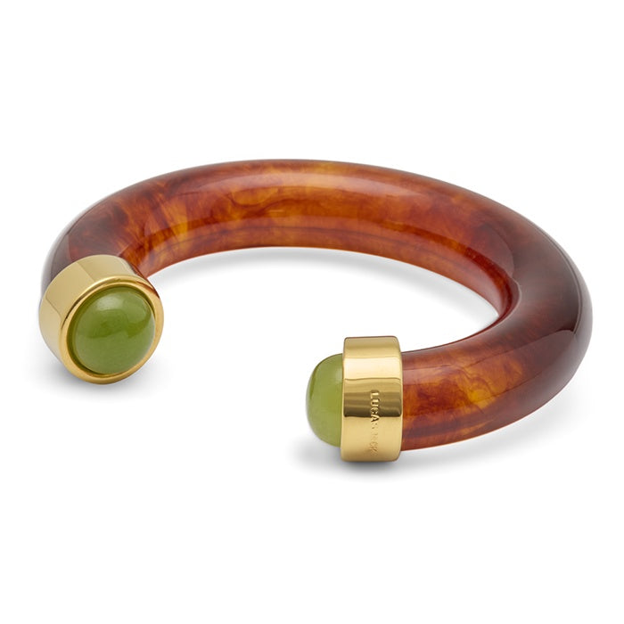 Lucas Jack Tortoise Shell Resin with Lime Green Quartz