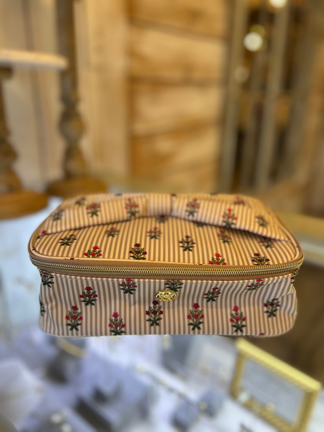 Mary Square Make Me Blush Bag in Cottage Stripes