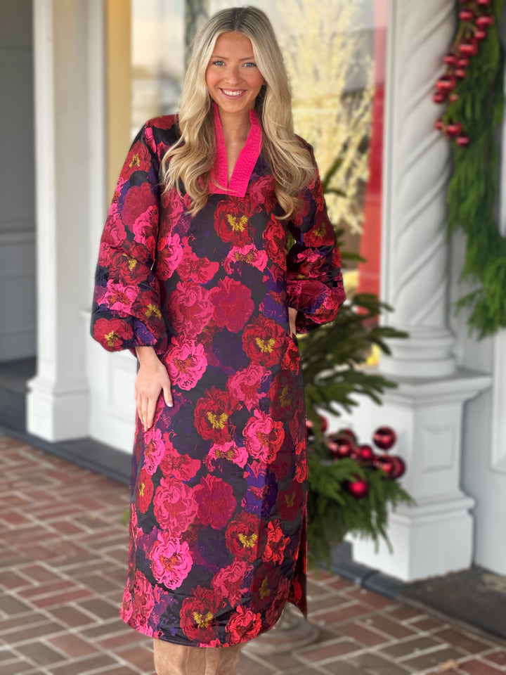 Pink Floral Midi Dress