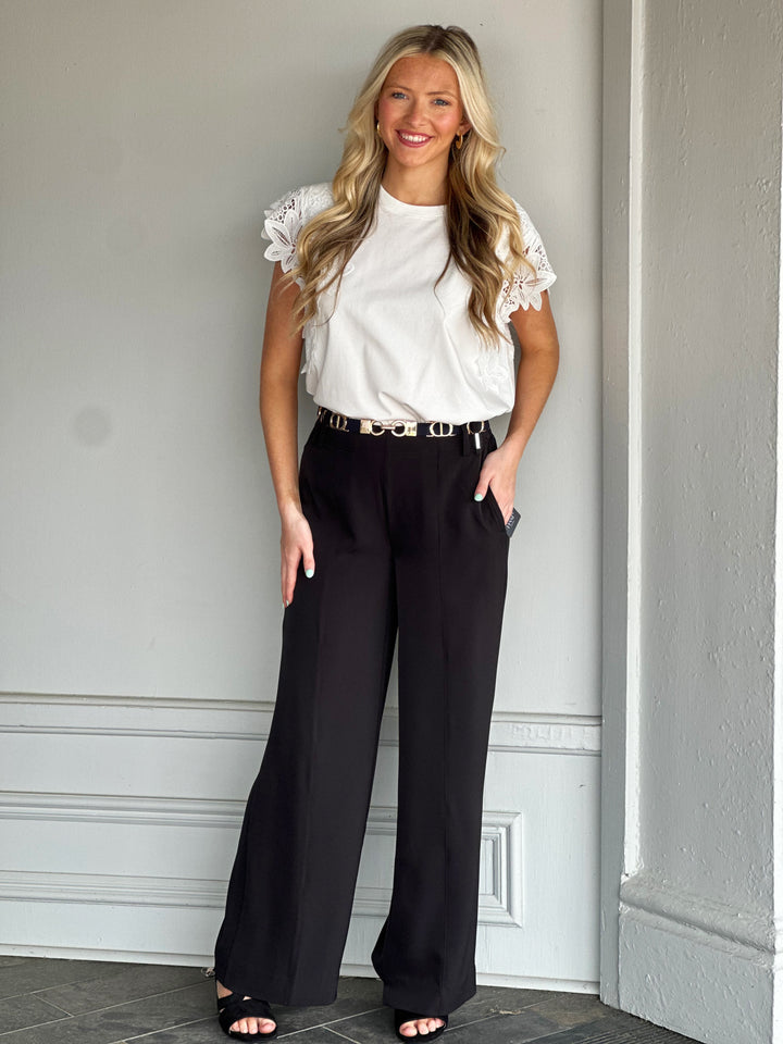 Jessie Liu Lace Trim Cotton T-shirt in White