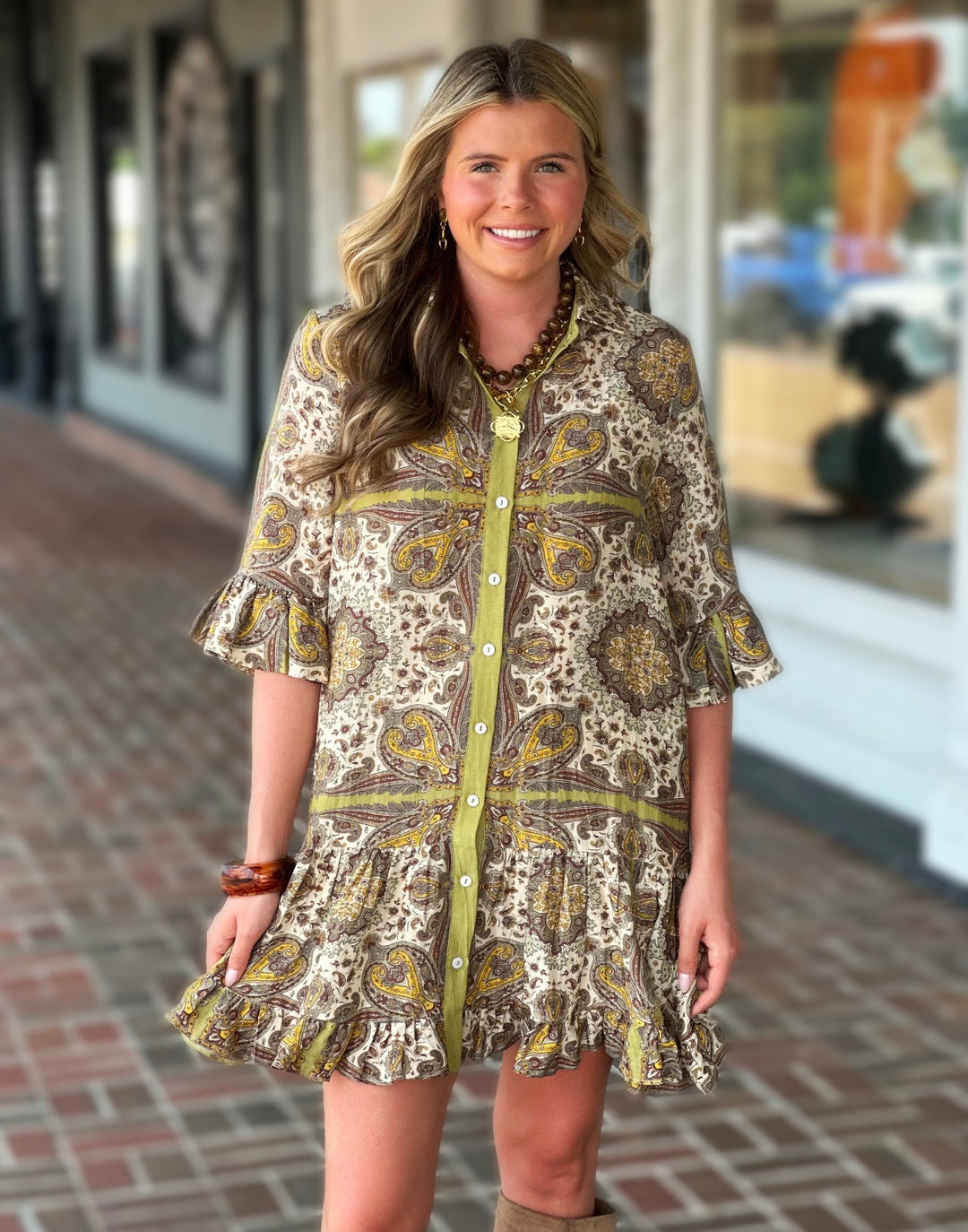 Love The Label Caroline Mini Dress in Kaleidoscope Scarf Print