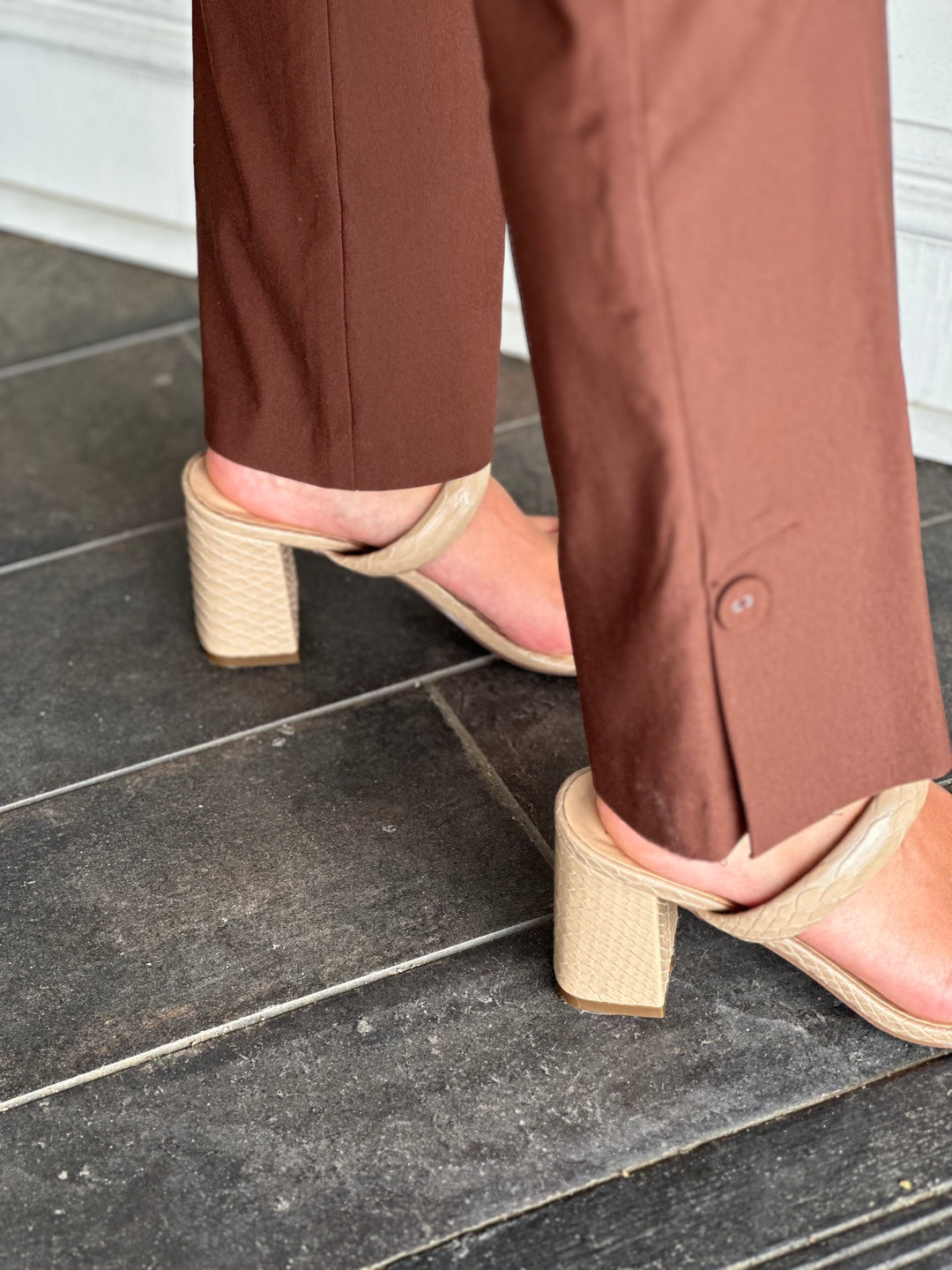 Tribal Sportswear Flatten-It® Pull-On Ankle Button Pant in Brown