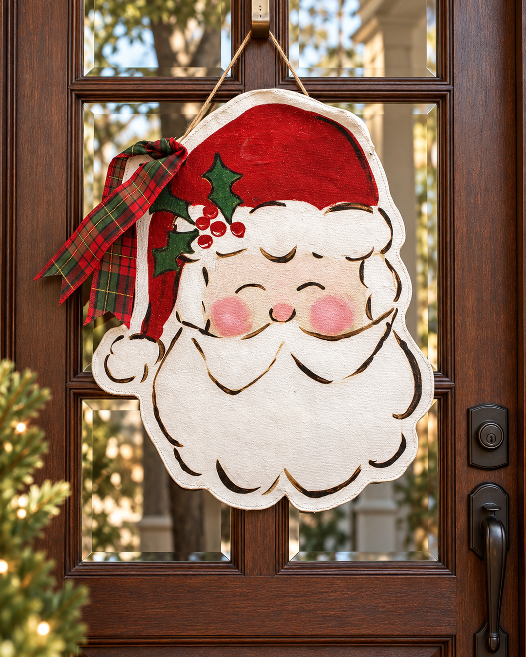 19.7x23.5" Handpainted Door Décor Santa ©Haley Bush