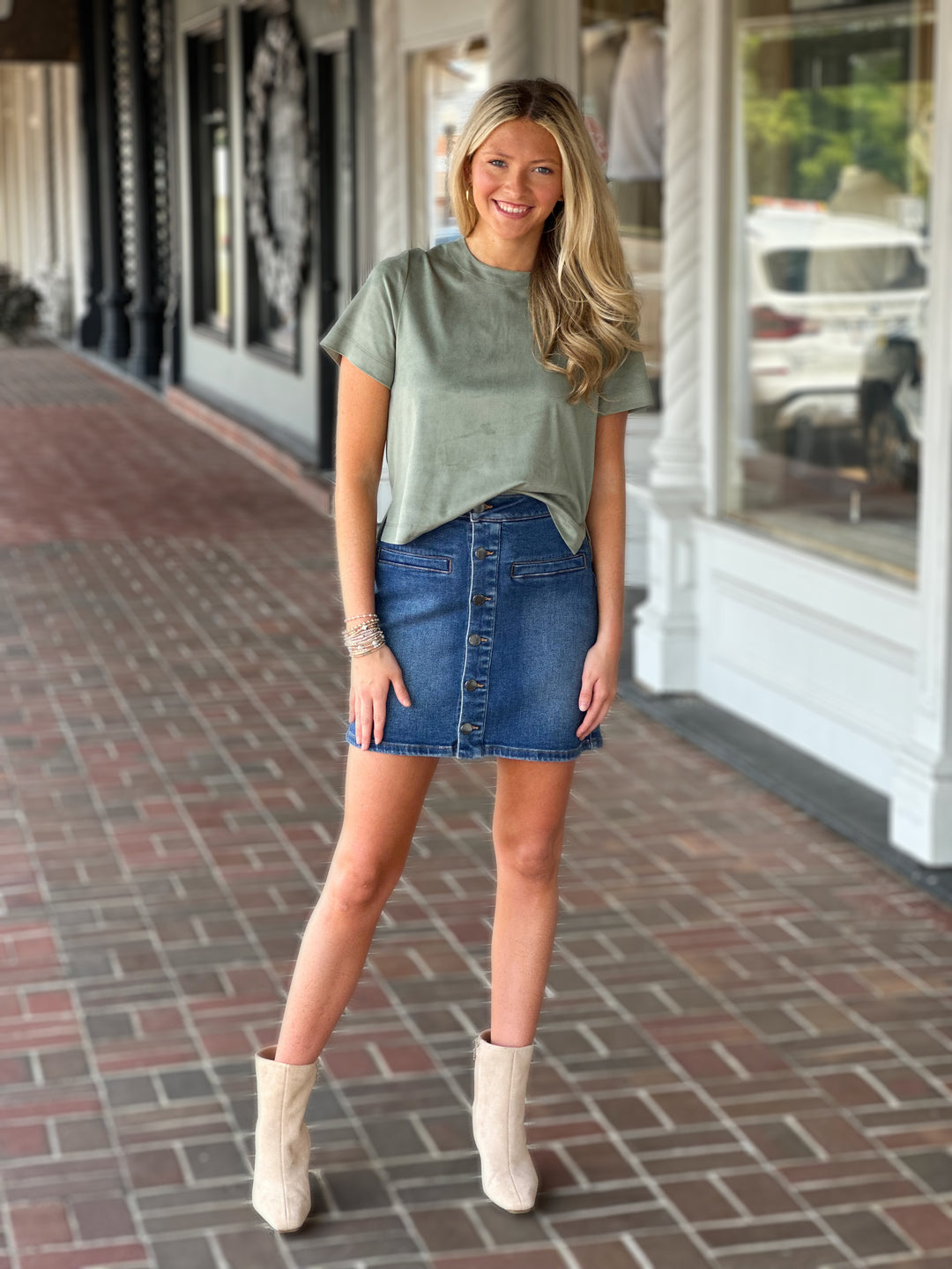 Steve Madden Ezra Top in Jade Cream